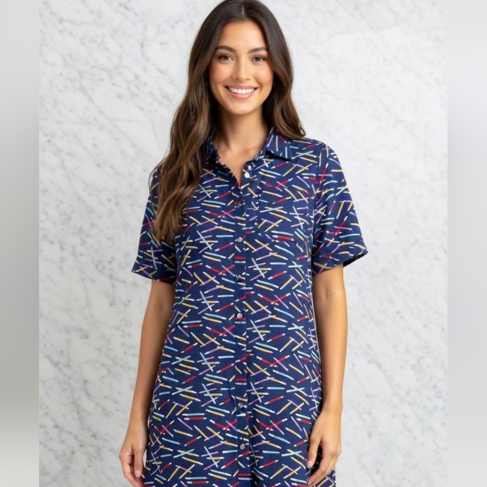Mod Cloth Frock Shop Collared Dress W Pencil Image W Pockets (SIZE: MEDIUM )